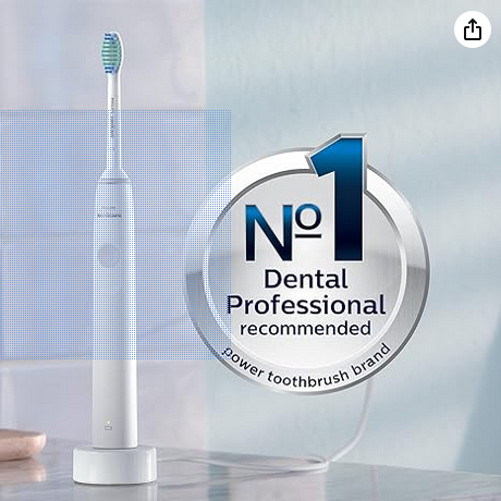 PHILIPS Sonicare 1100 Power Toothbrush, Rechargeable Electric Toothbrush, White Grey HX3641/02