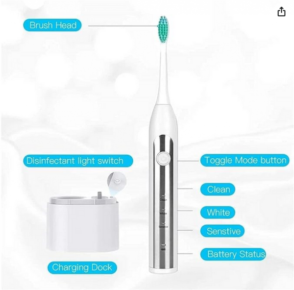 ReLdas Sonic Toothbrush and Cleaning Station Electric Toothbrush with Ergonomic Handle,Dual Speed Settings