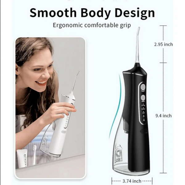 Sxdthy Cordless Water Flosser,360ML Water Tank Dental Oral Irrigator with 4 Modes,IPX 7 Waterproof (Color : Black)